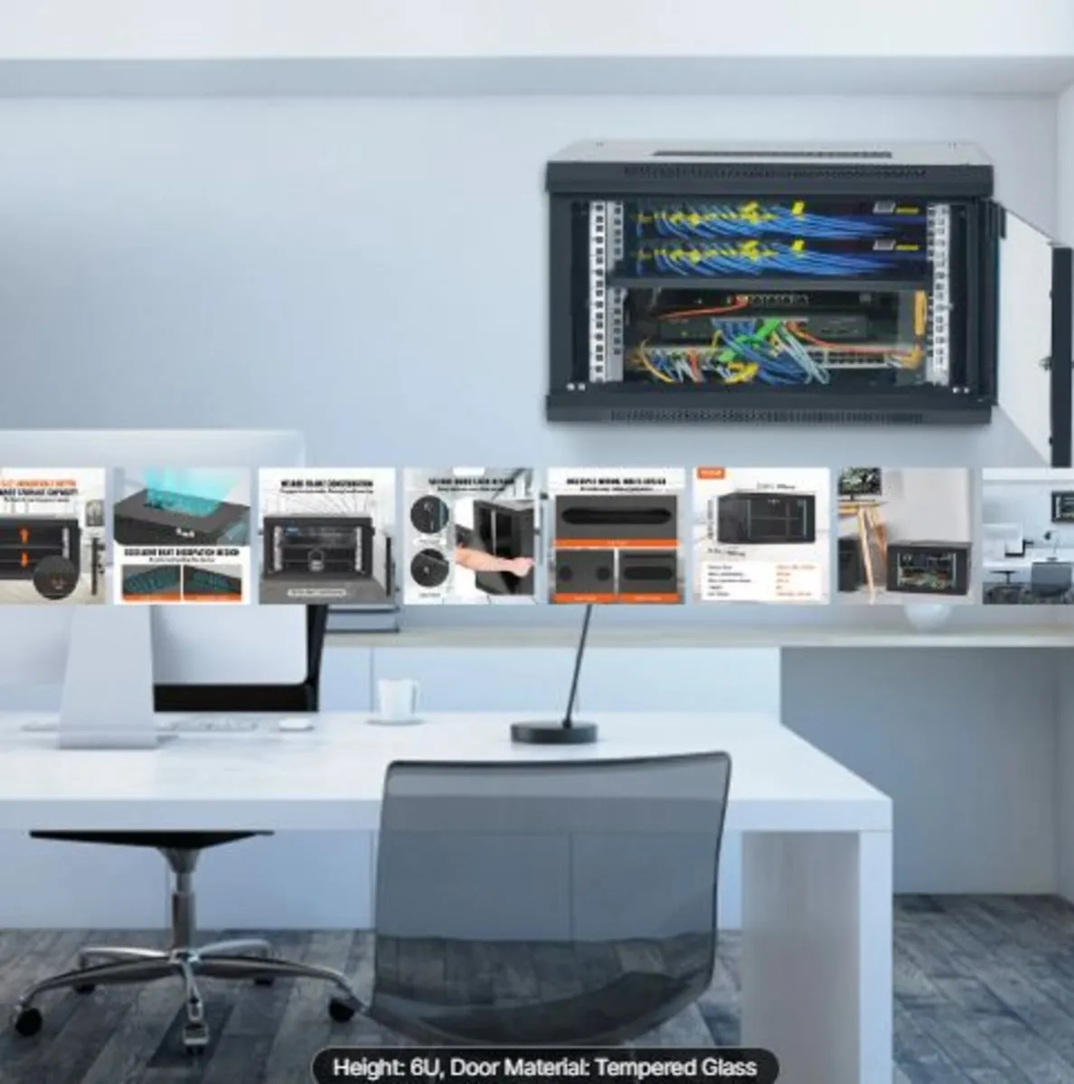 6U Wall Mount Network Server Cabinet, 37.6cm Deep - Image 4
