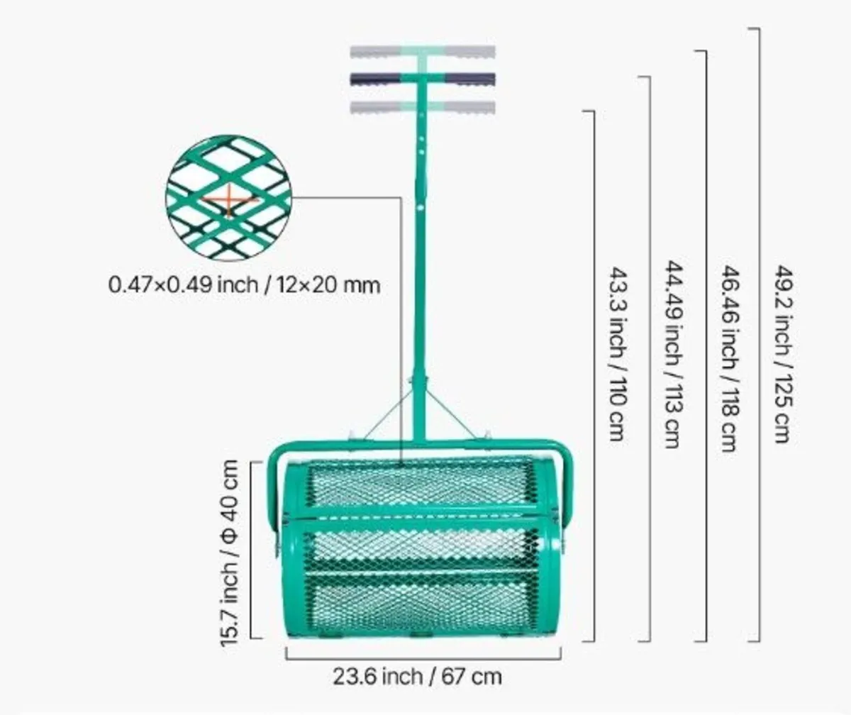 24 Inch Compost Spreader – Heavy-Duty Steel Peat M - Image 3