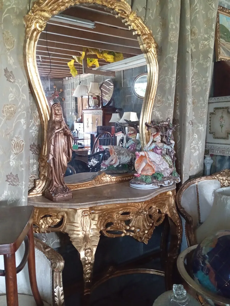 Antique hall table and mirror