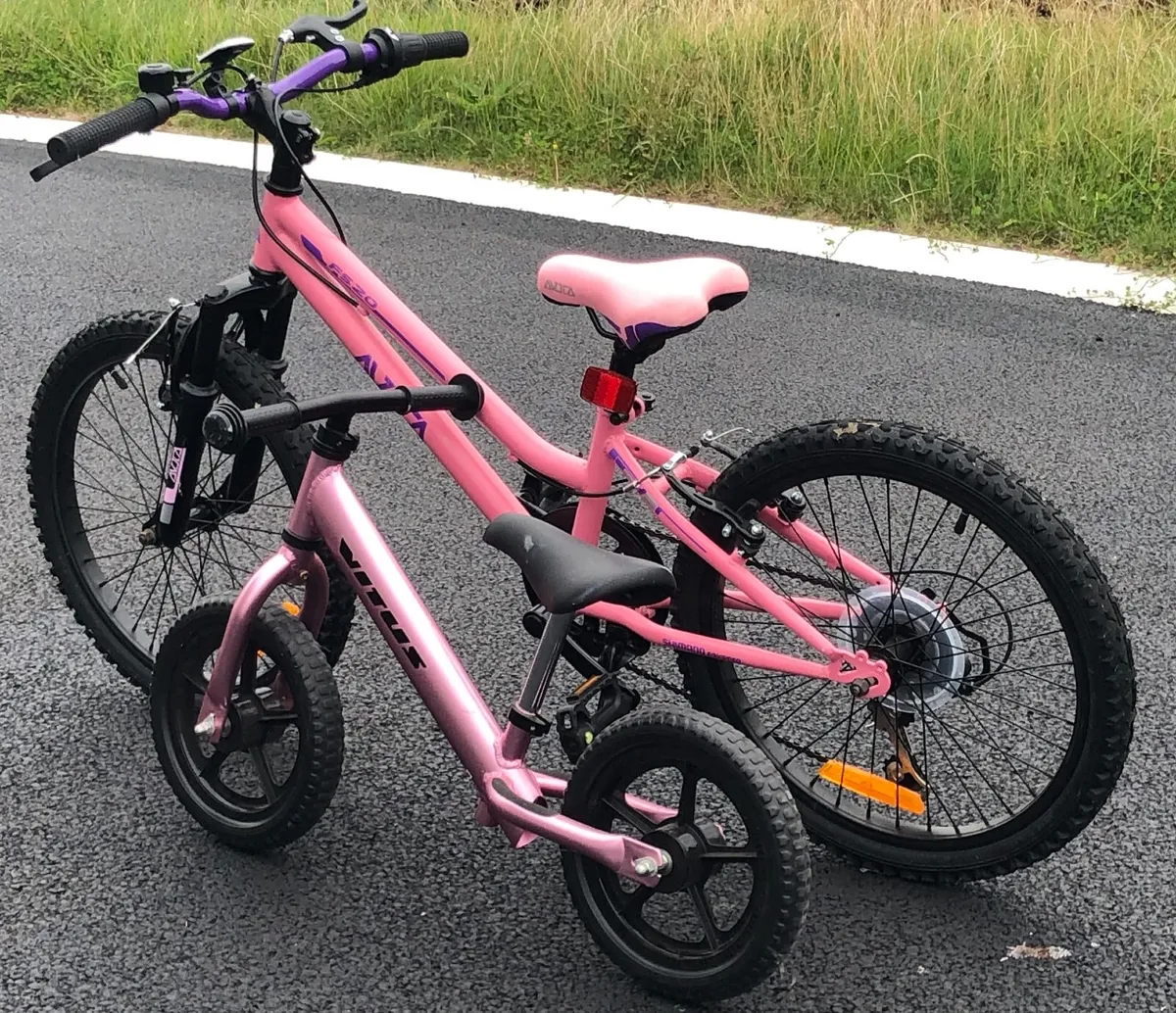 bicycles avoca pink girls bike and balance bike - Image 1