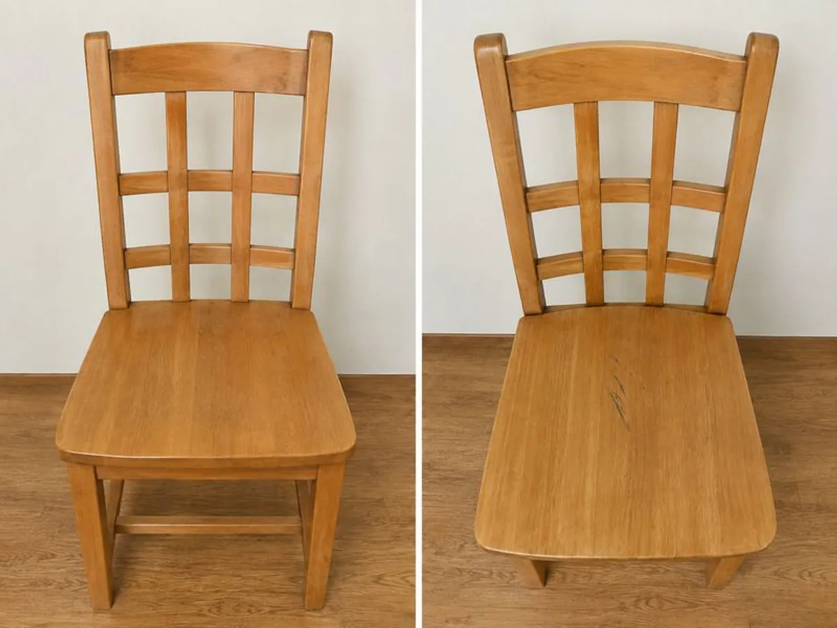 Solid wood dining table with 6 matching chairs - Image 2
