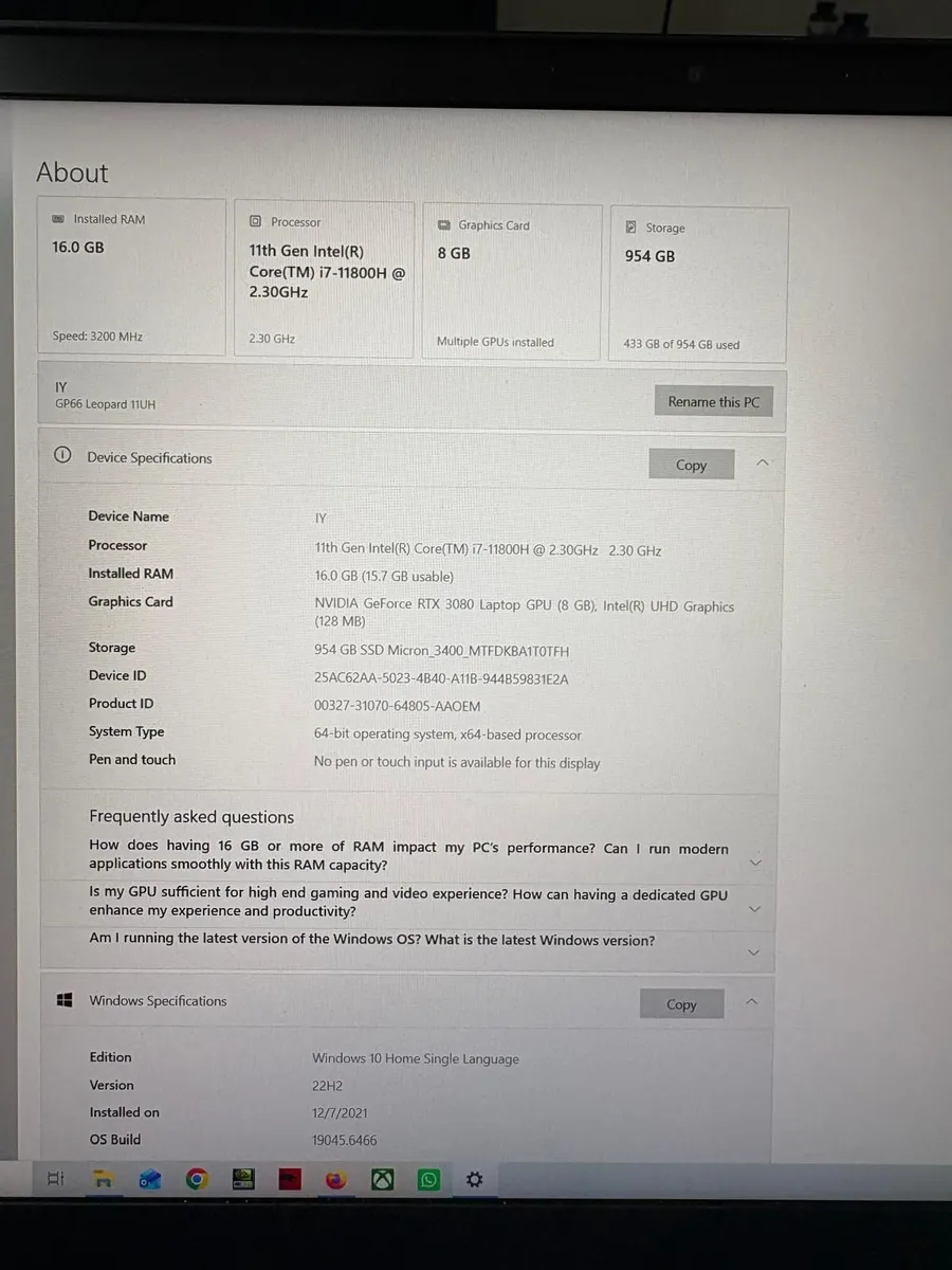 Msi Gp66 Leopard 11uh - Rtx 3080 - Image 2