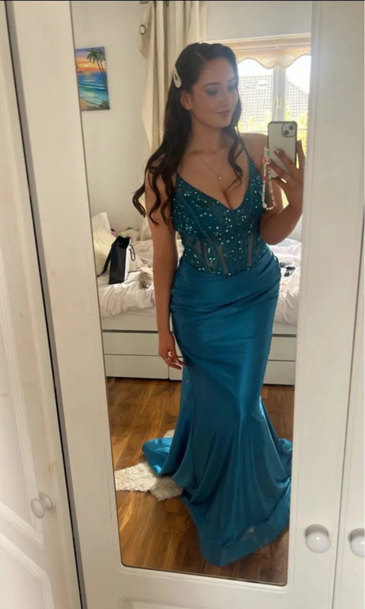 Turquoise/Blue debs dress - Image 1