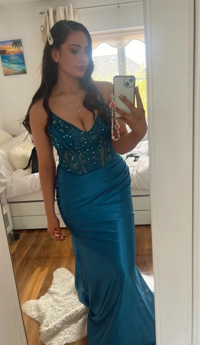 Turquoise/Blue debs dress - Image 3