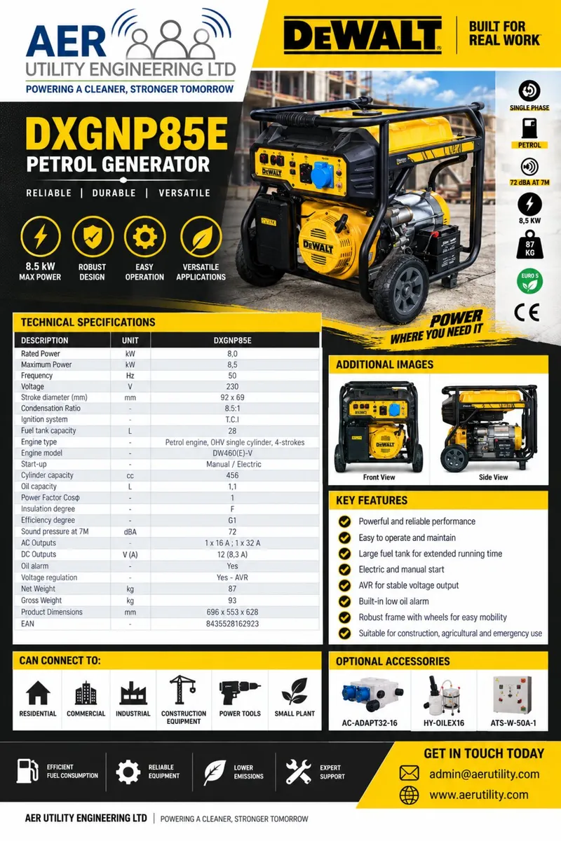 Dewalt 8.5Kw / 9.5Kva  petrol generator - Image 2