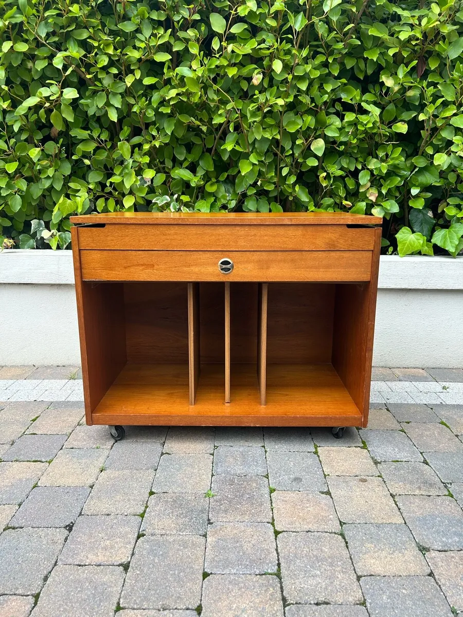 Mid century teak record cabinet - Image 1