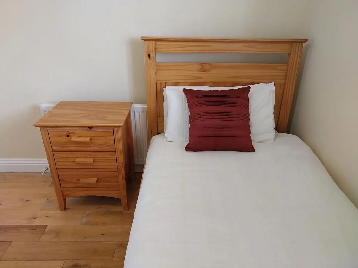 Solid Wood Single Bed Frame, Mattress & Locker - Image 1