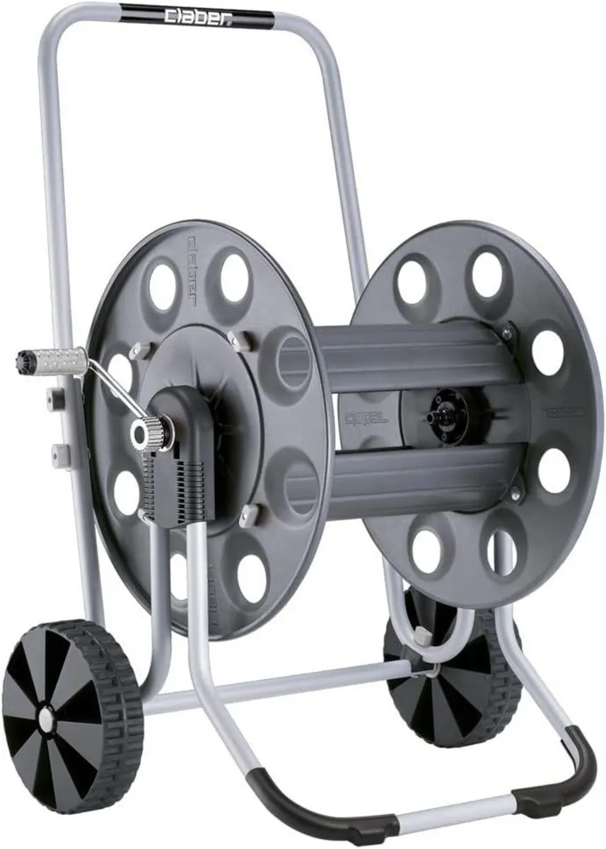 Metal Gemini Hose Reel with Frame and Drum - Image 1