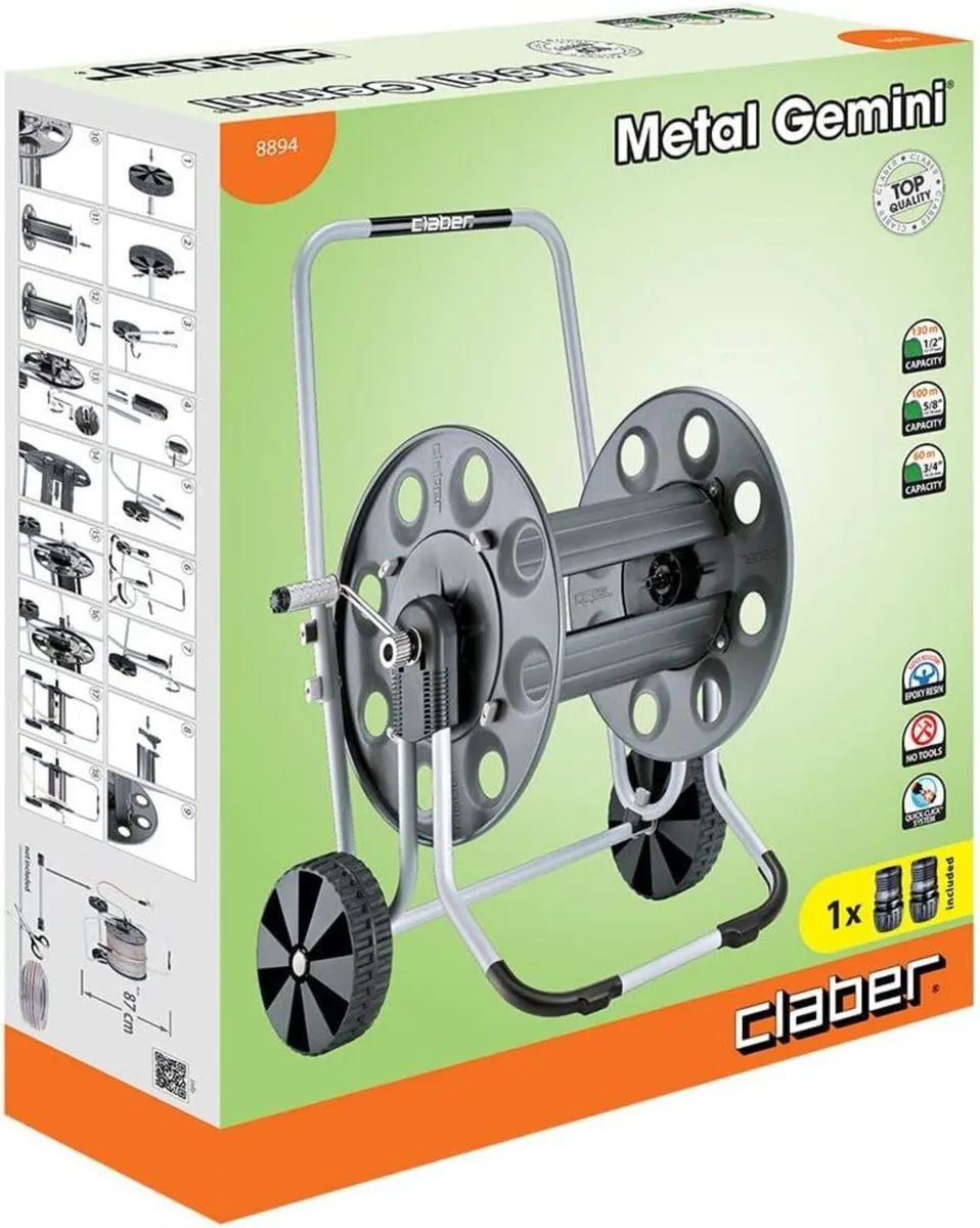Metal Gemini Hose Reel with Frame and Drum - Image 3