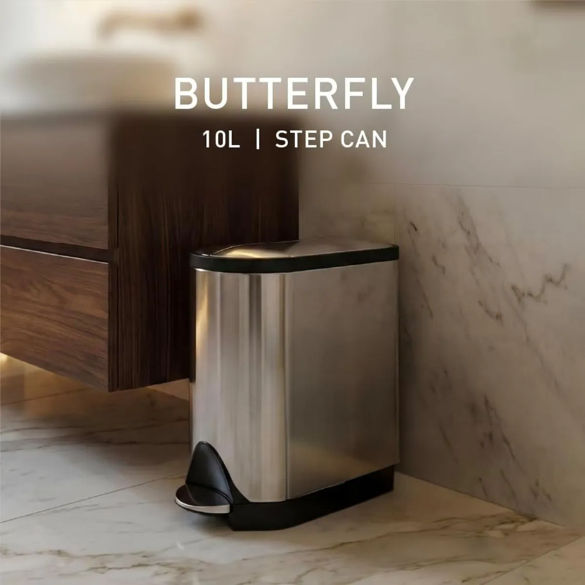 30L Slim Butterfly Kitchen Pedal Bin - Image 2