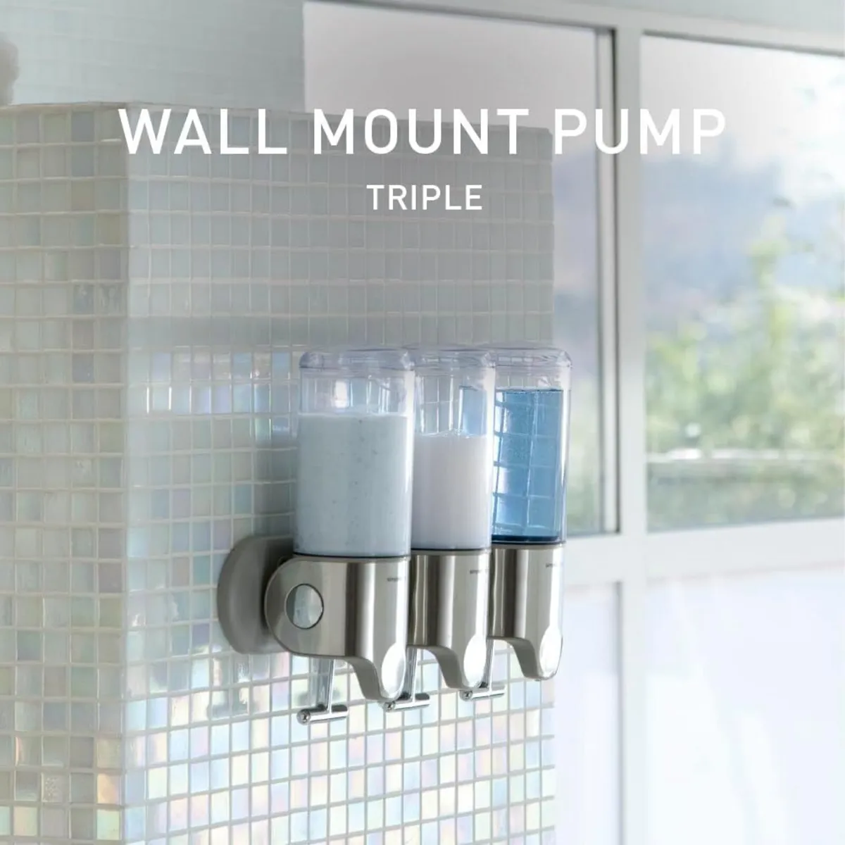 444ML Triple Wall Mounted Soap Dispenser Pump - Image 2