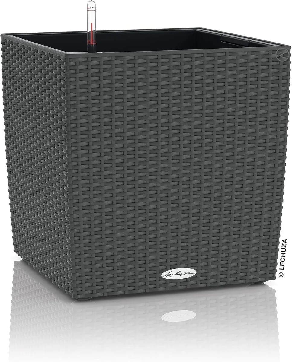 Self Watering Plant Pots Cube Cottage 40 Rattan - Image 1