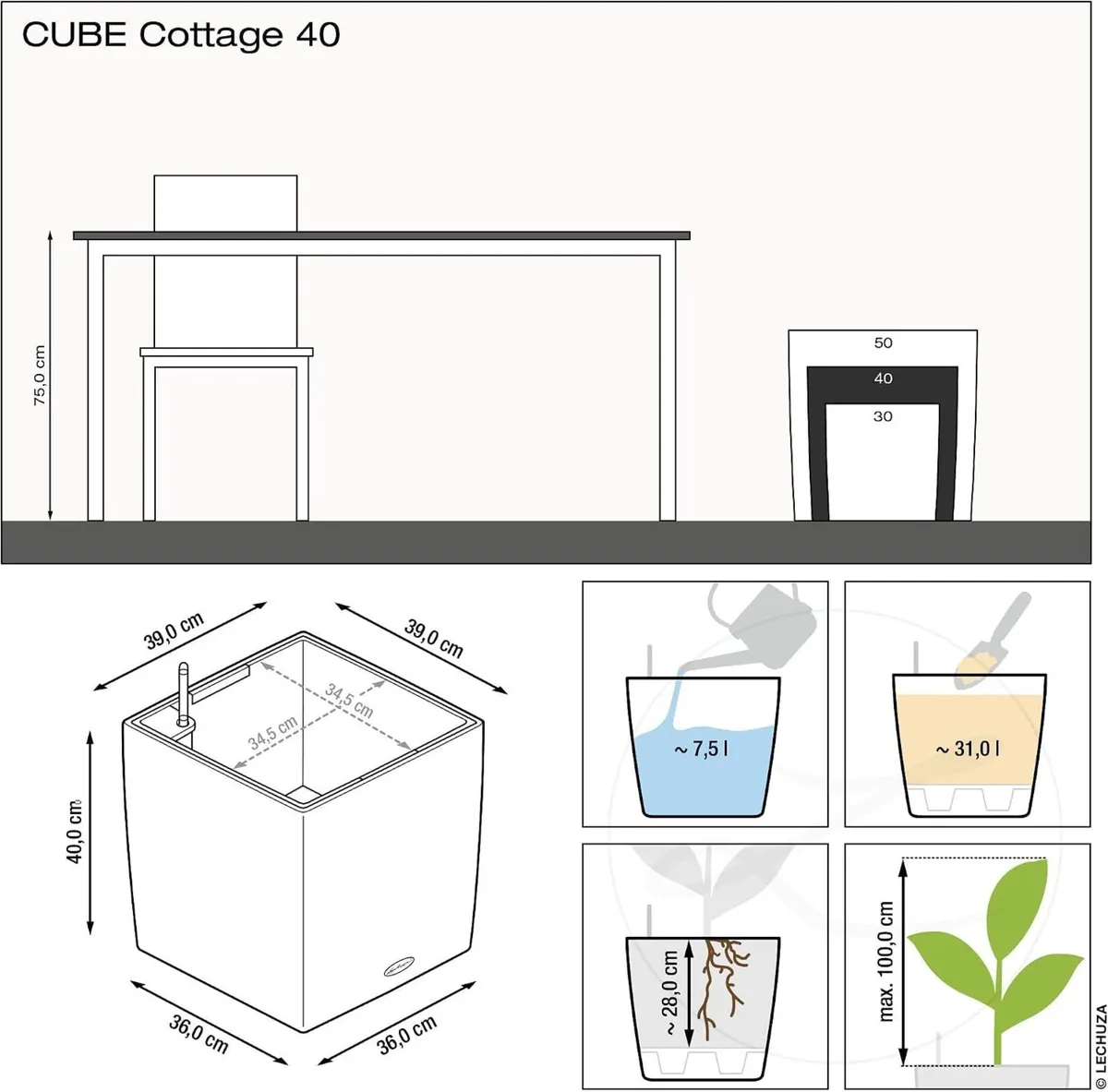 Self Watering Plant Pots Cube Cottage 40 Rattan - Image 4