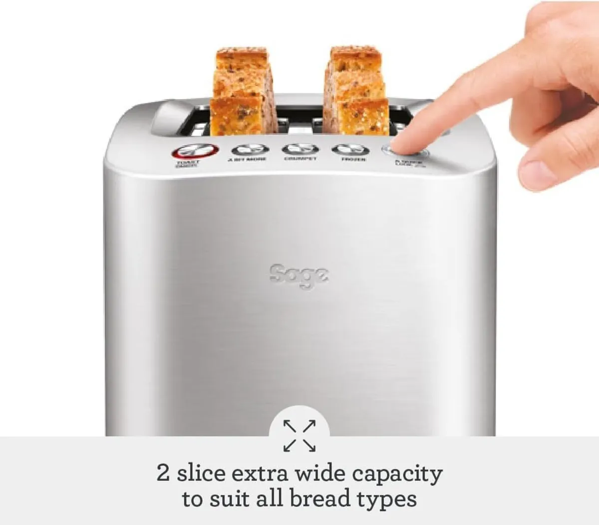 Smart Toast 2-Slice Toaster Wide Slots Brushed - Image 2