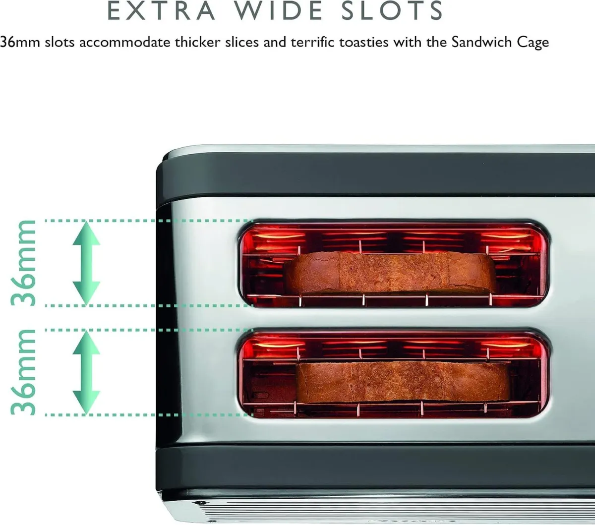 Architect 2 Slice Toaster Brushed Stainless Steel - Image 3