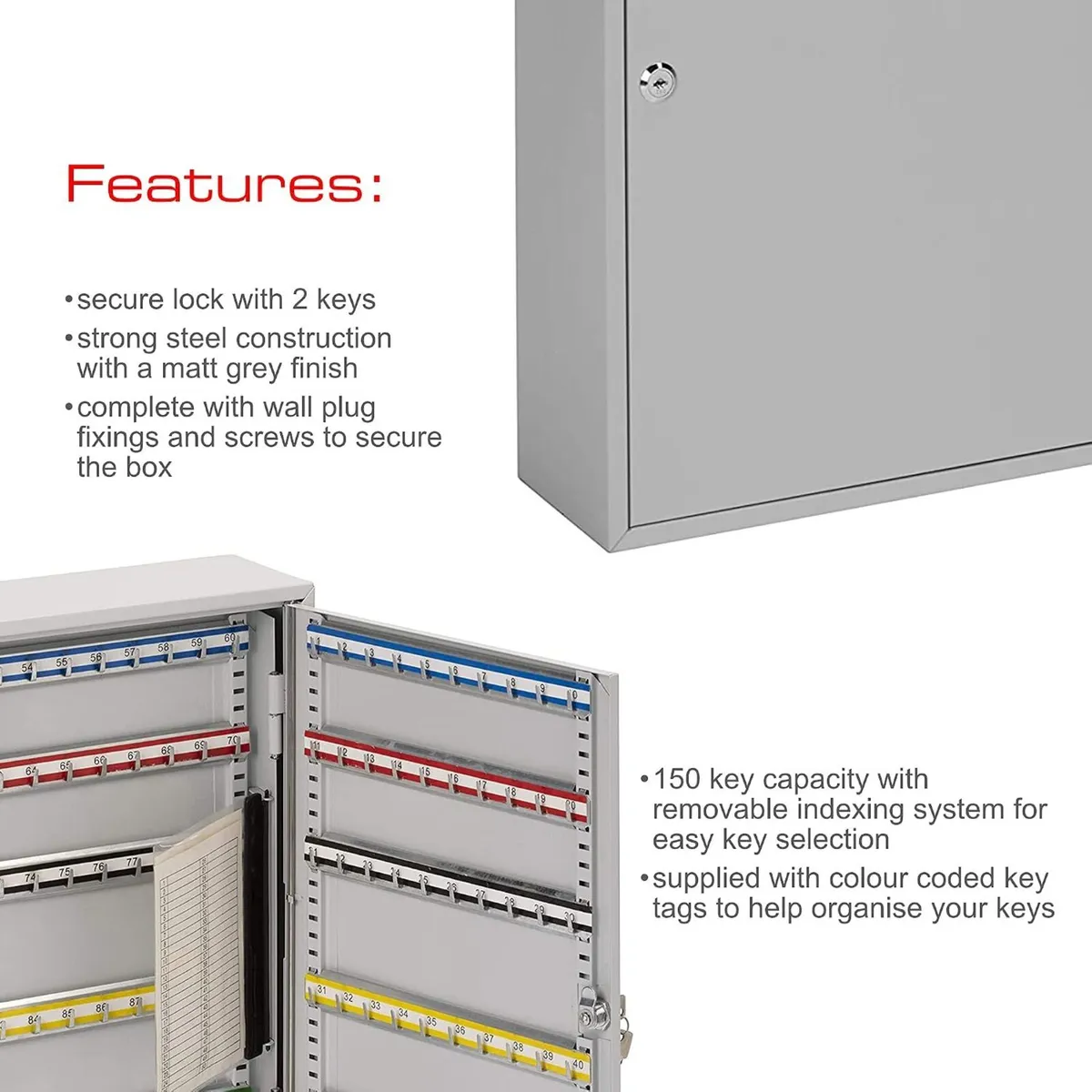 Single Door Key Cabinet with 150 Hooks - Image 3