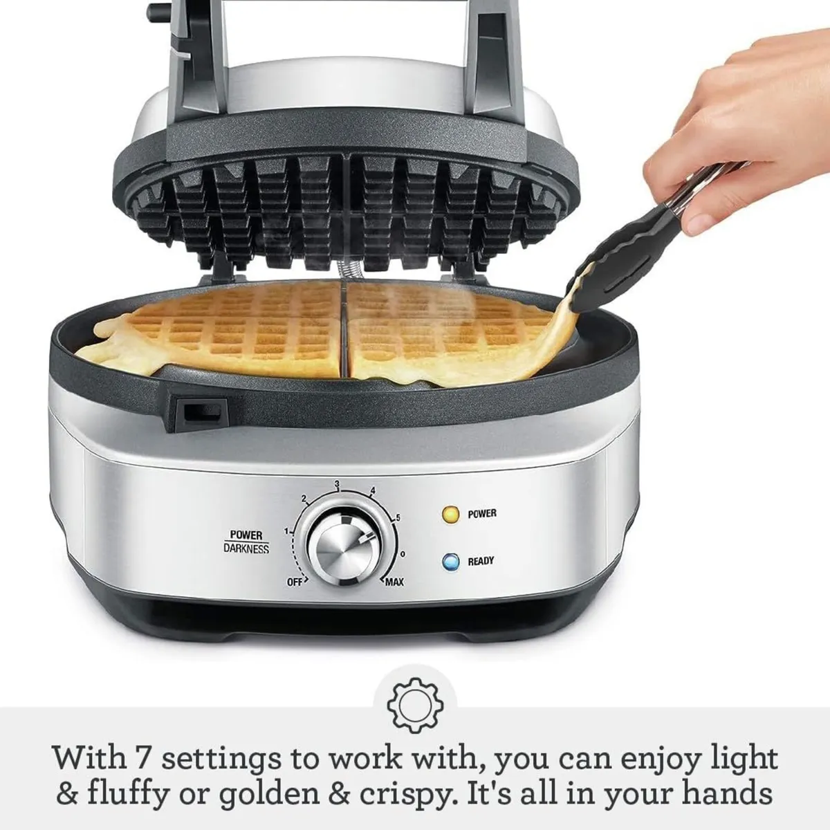 No-Mess Waffle Maker 7 Browning Settings Brushed - Image 3