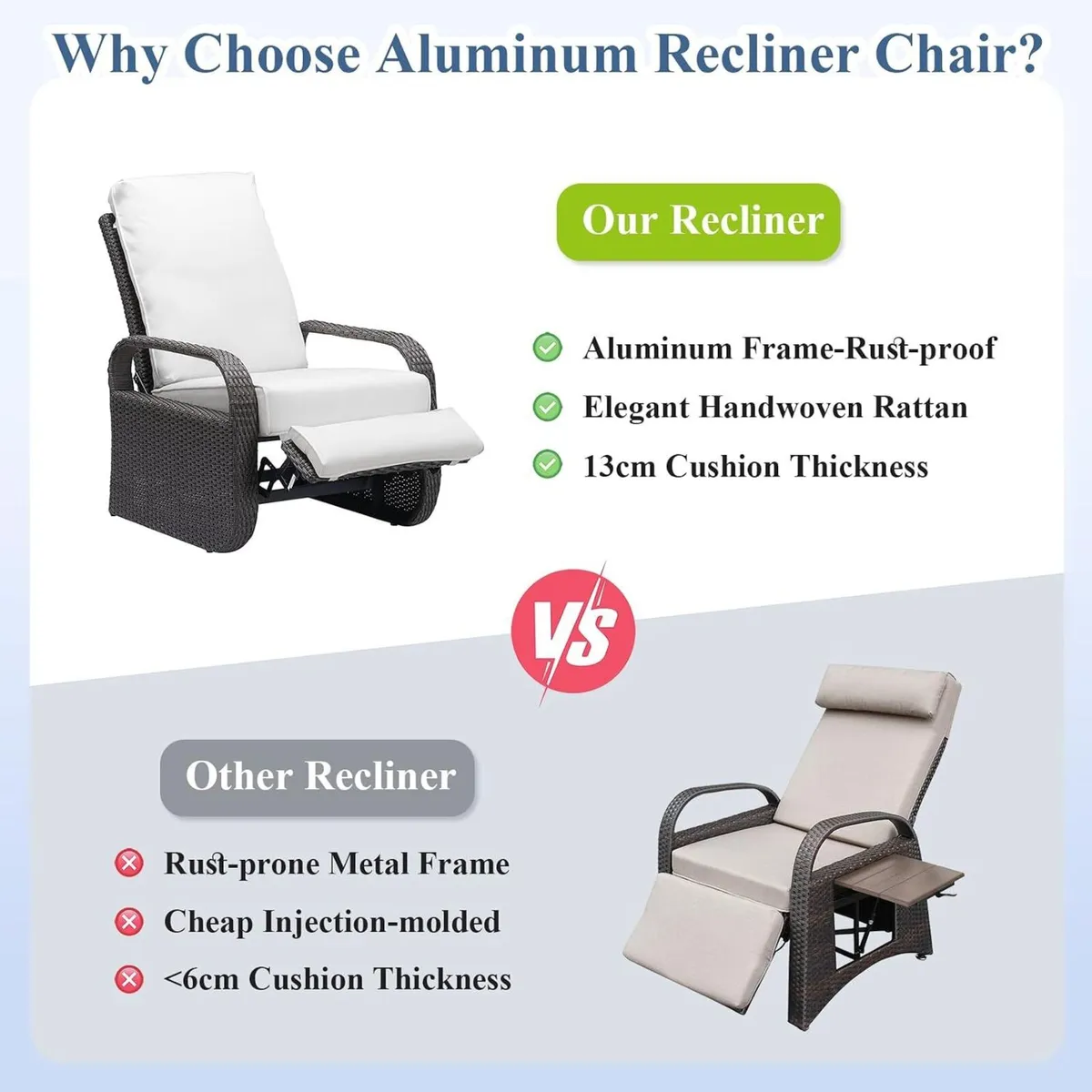 Sun Loungers for Garden Aluminium Recliner Chair - Image 4