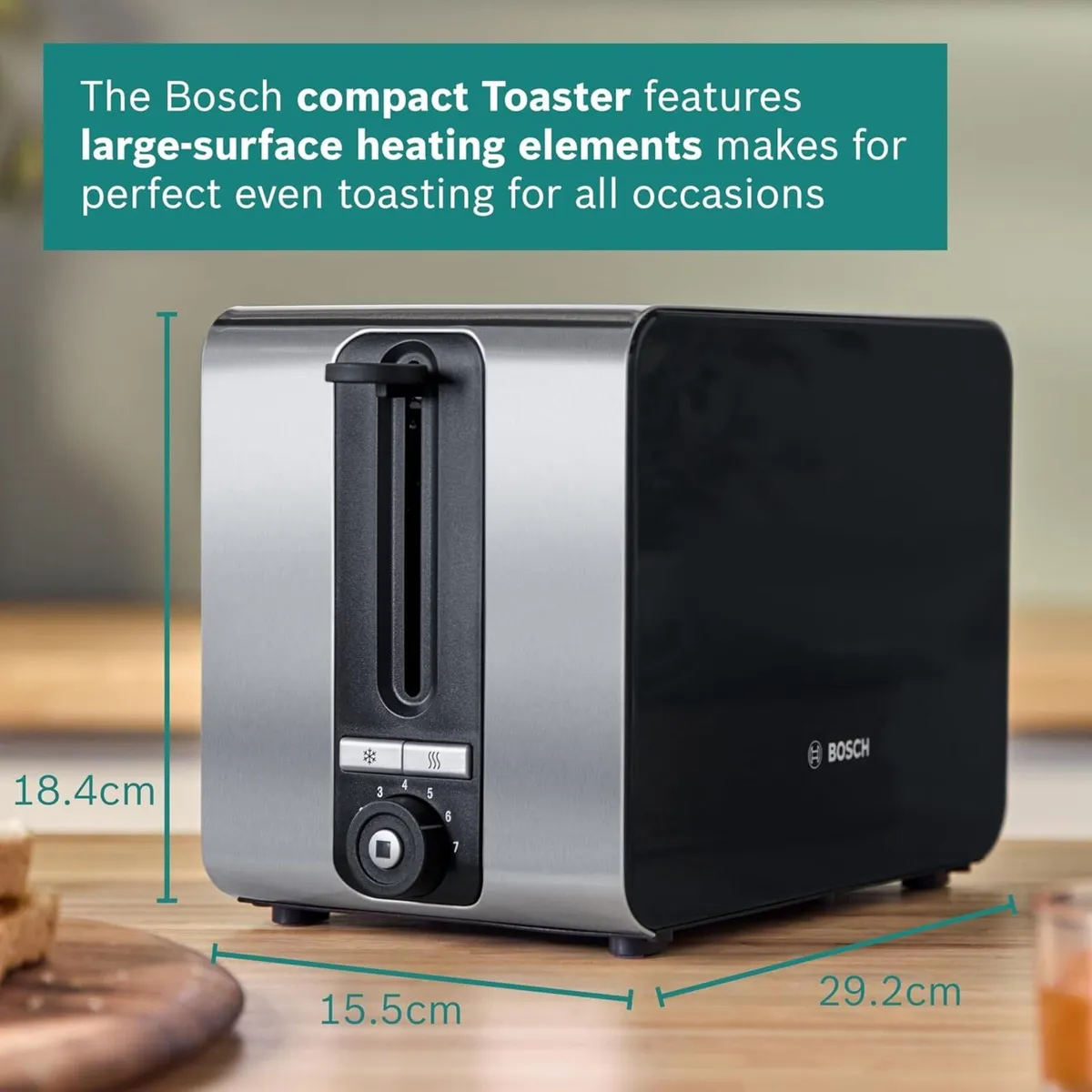 Compact 2 Slot Stainless Steel Toaster - Image 3