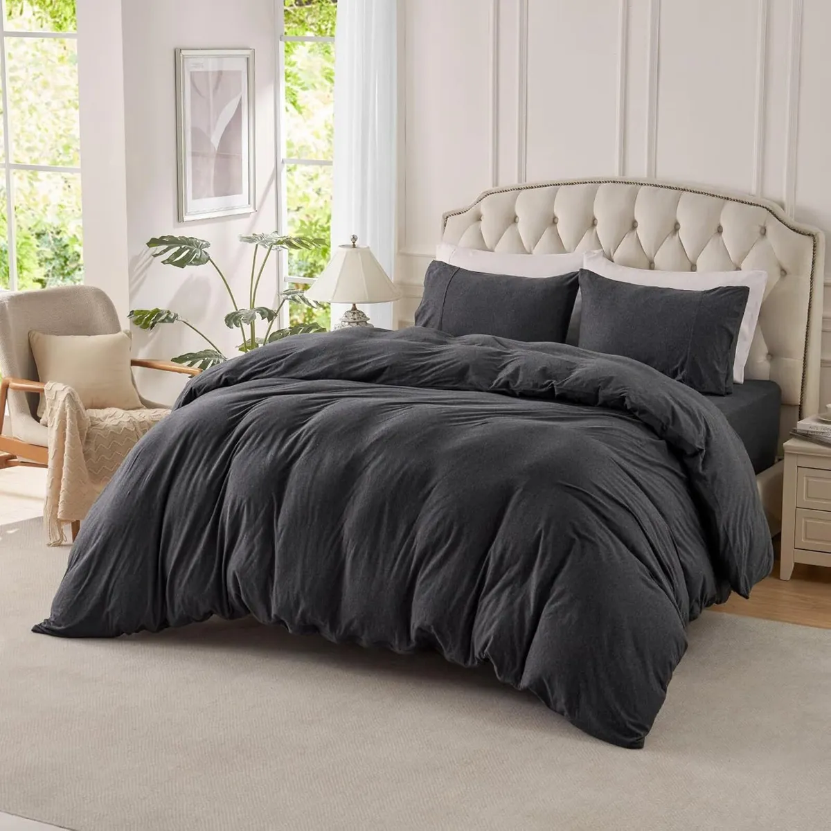 Jersey Knit Duvet Cover Set 100% T-Shirt Cotton - Image 1