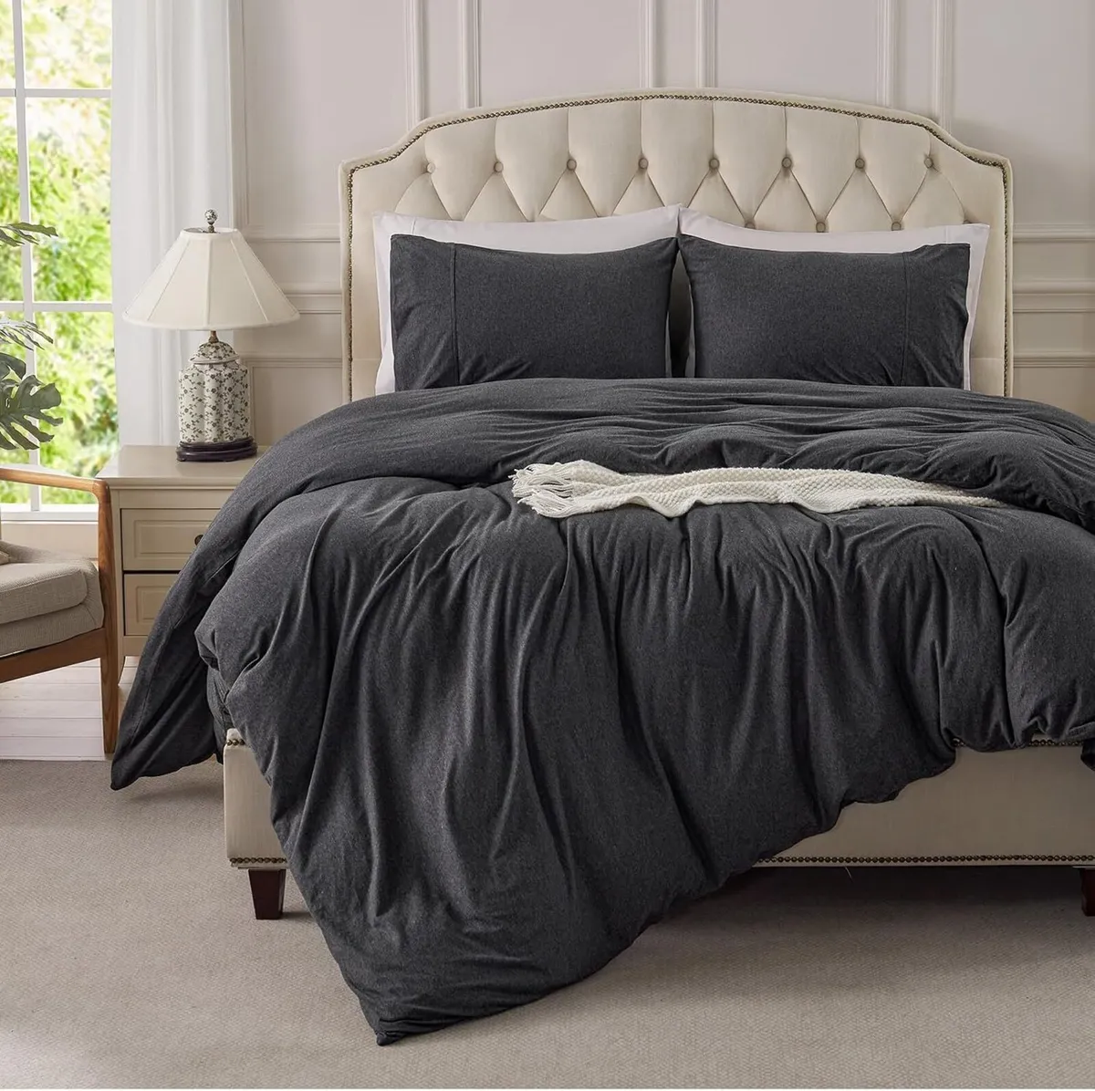 Jersey Knit Duvet Cover Set 100% T-Shirt Cotton - Image 2