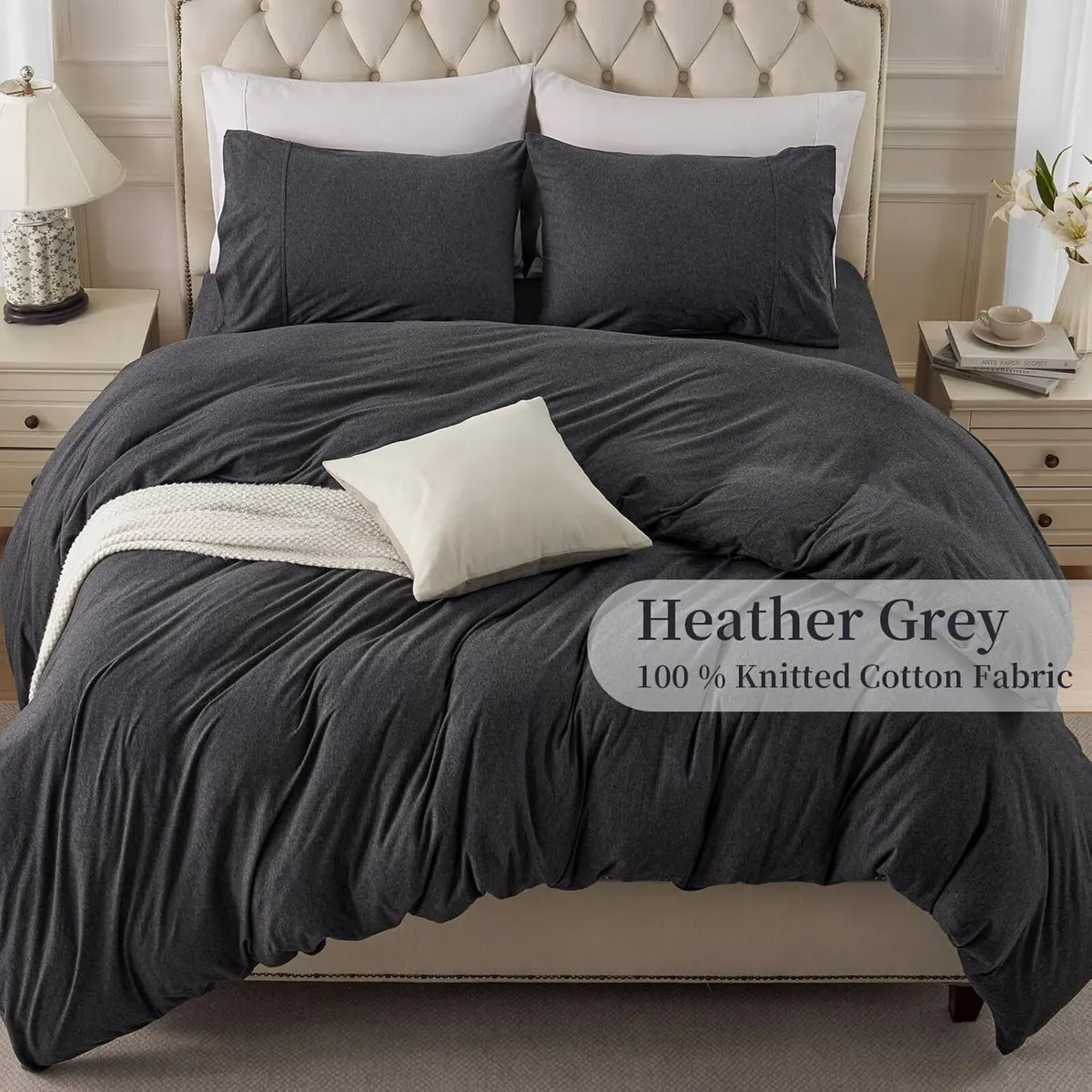 Jersey Knit Duvet Cover Set 100% T-Shirt Cotton - Image 3