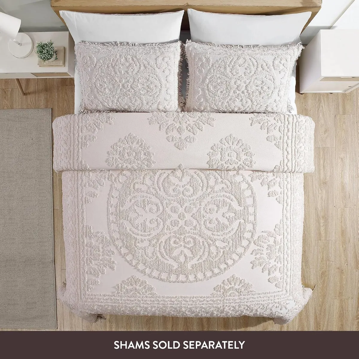 Medallion Chenille Bedspread Queen Blush - Image 2