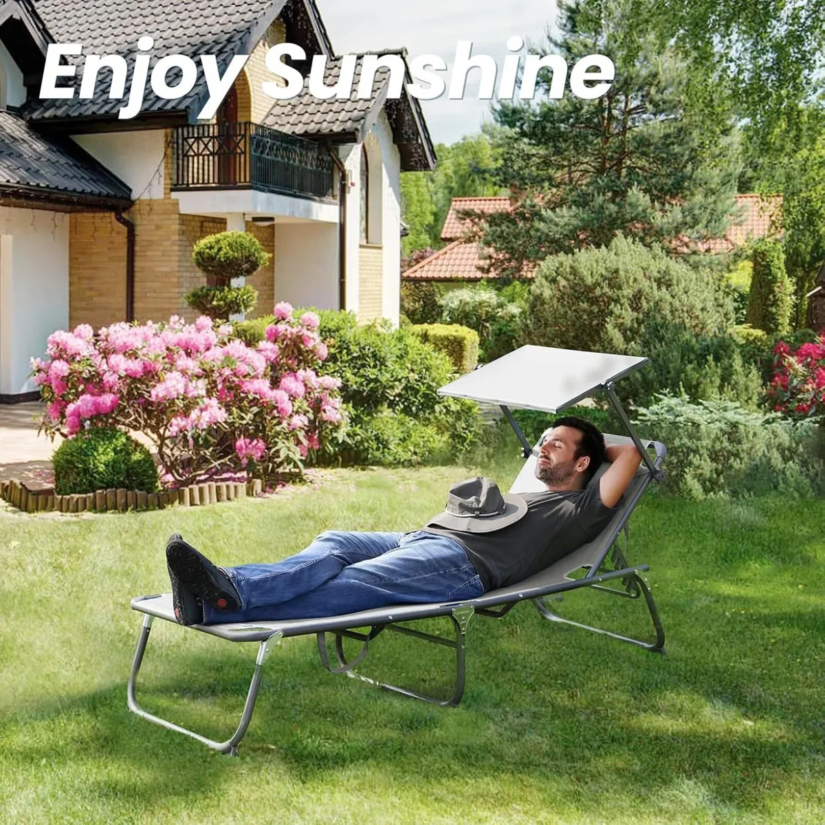 Xxl Aluminium Sun Lounger with Roof Three-Legged - Image 2