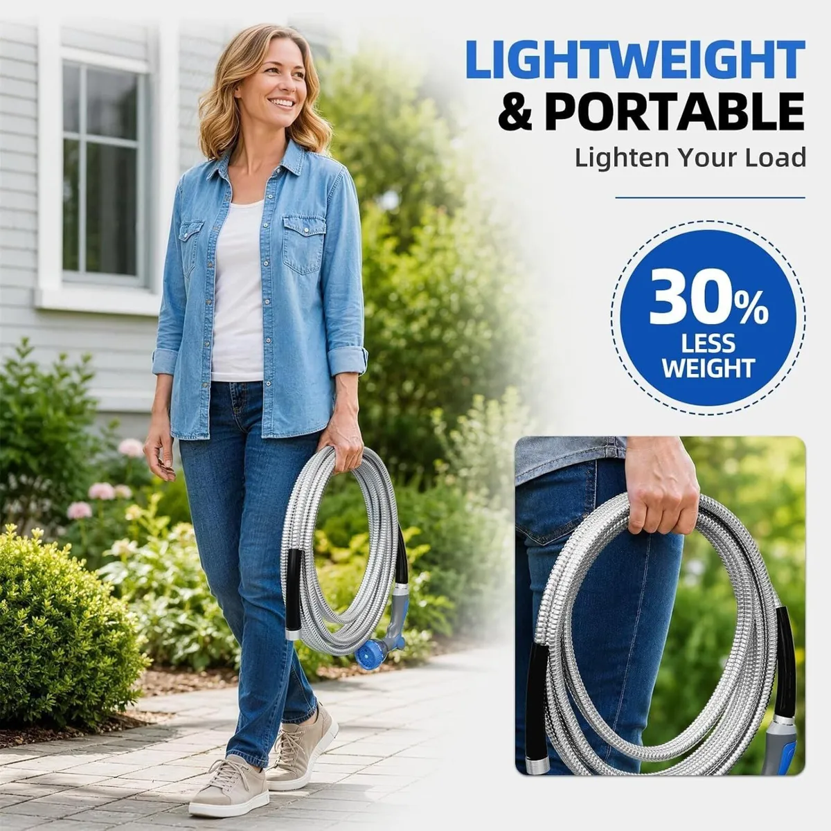 100FT 304 Stainless Steel Garden Hose Metal - Image 3