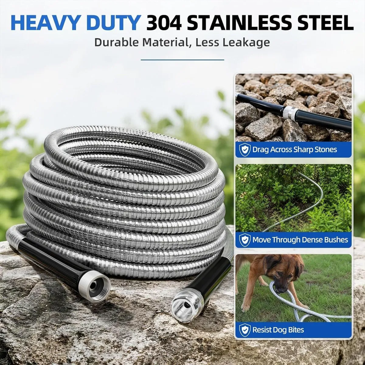 100FT 304 Stainless Steel Garden Hose Metal - Image 2