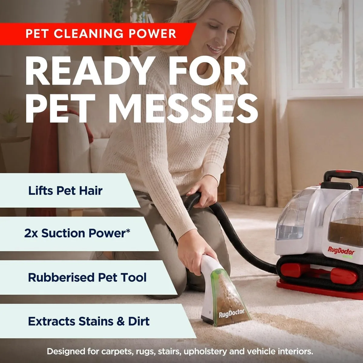 Pet Portable Spot Carpet Cleaner Rubberised - Image 2