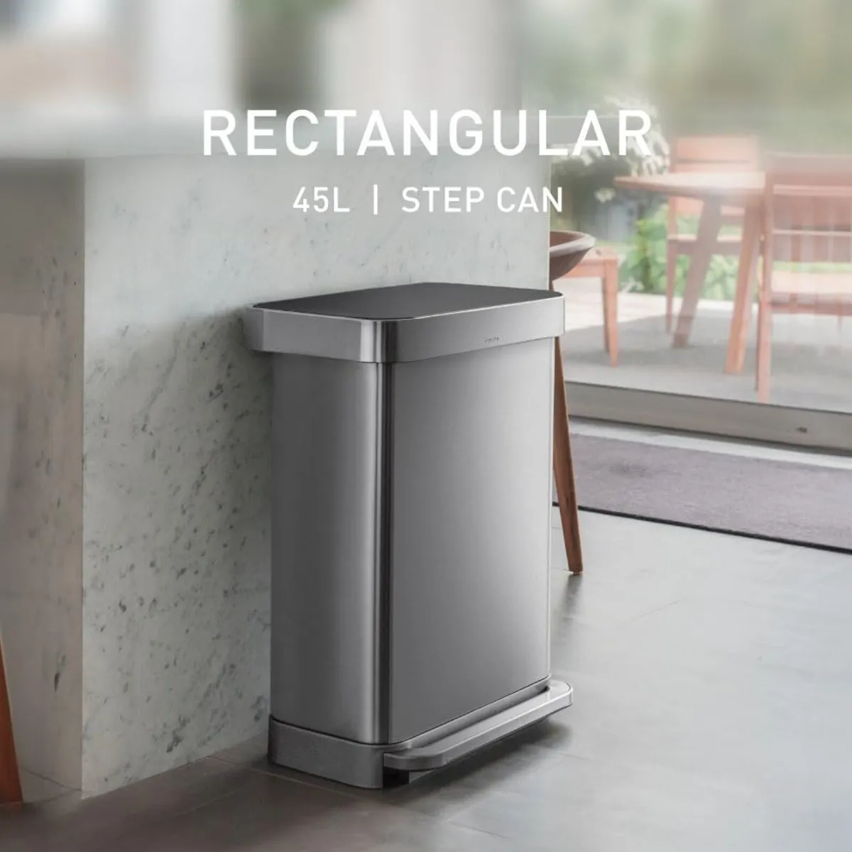 45L Rectangular Kitchen Pedal Bin with Liner - Image 2