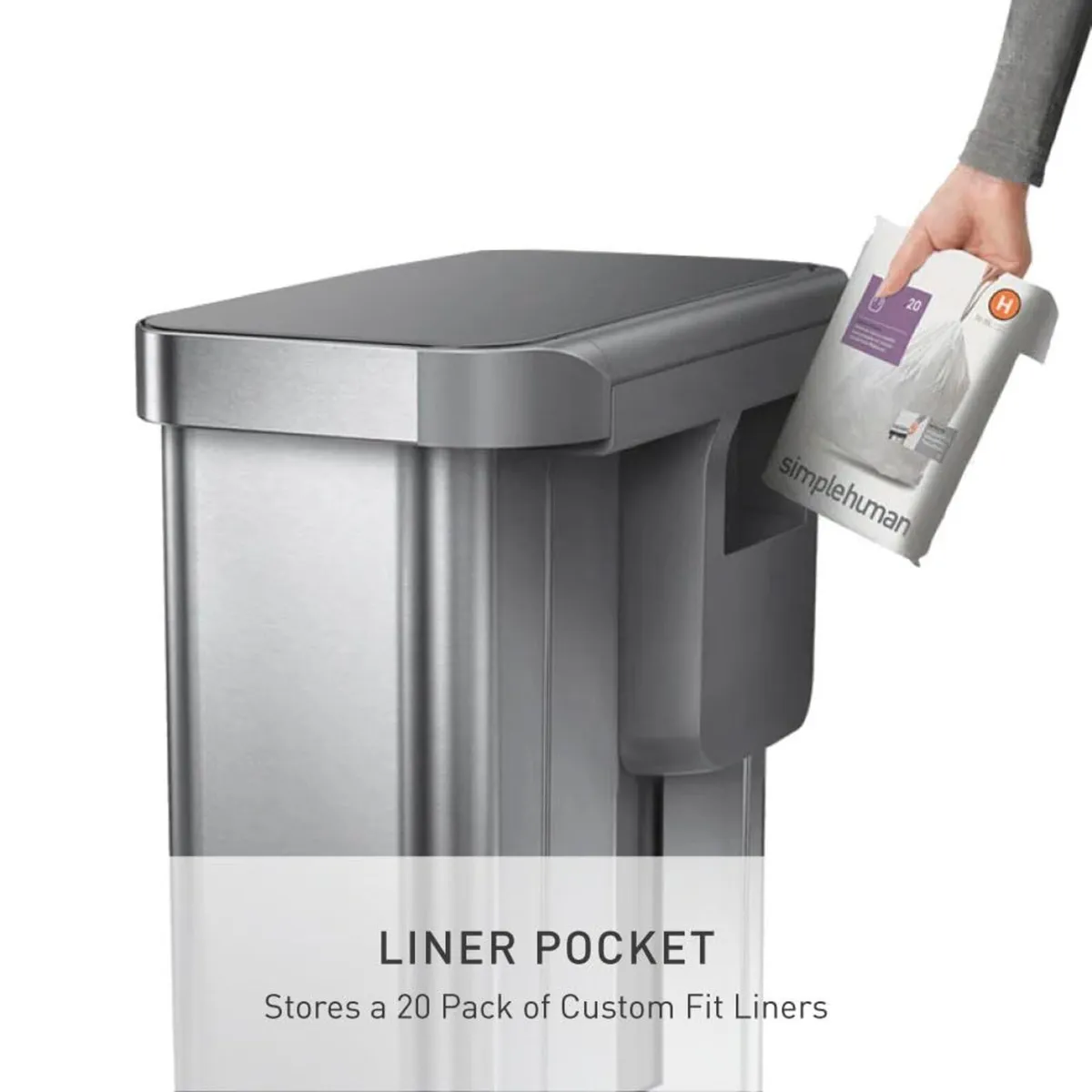 45L Rectangular Kitchen Pedal Bin with Liner - Image 4