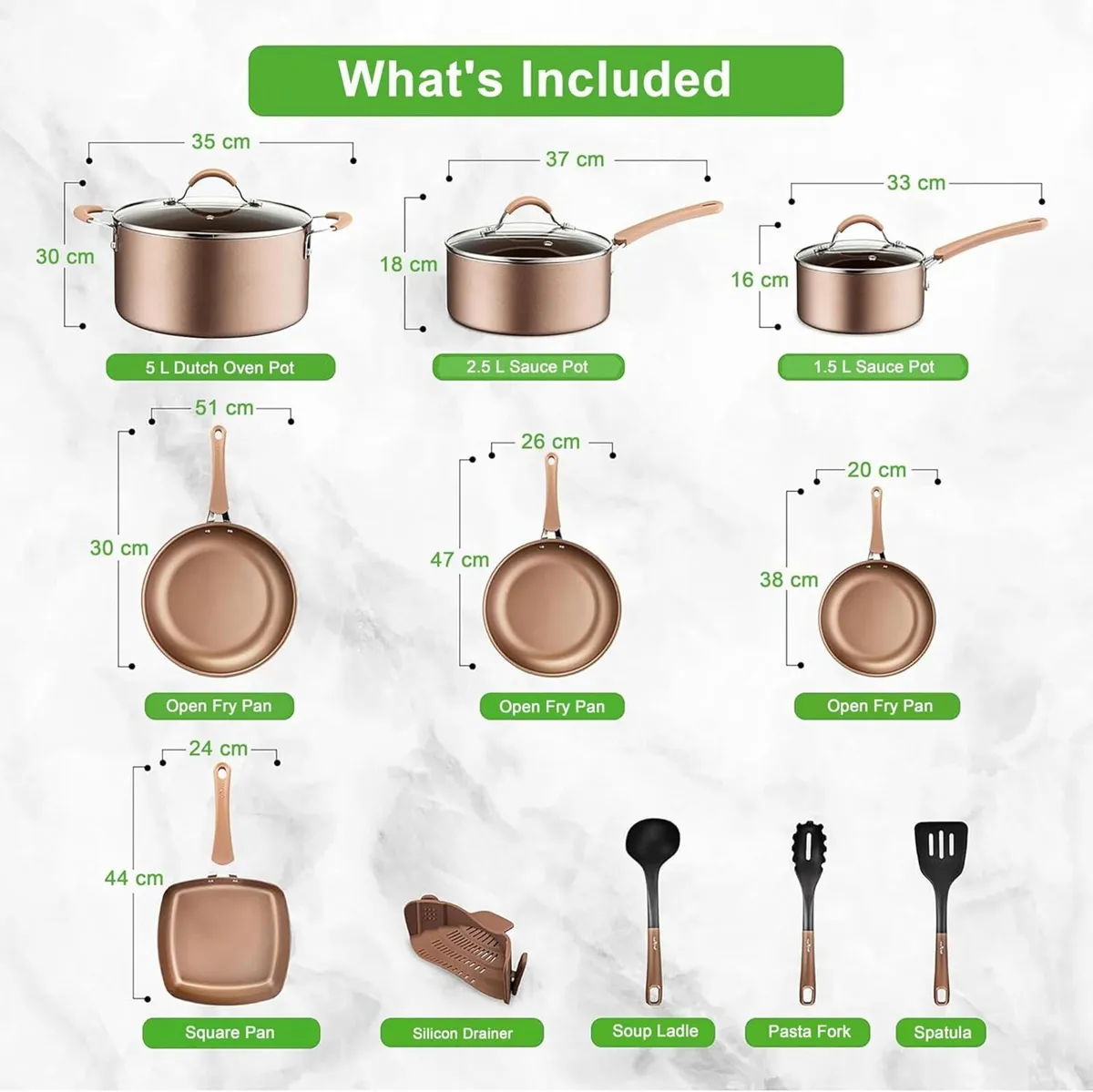 Pots and Pans Set Stackable Ceramic Non Stick - Image 3