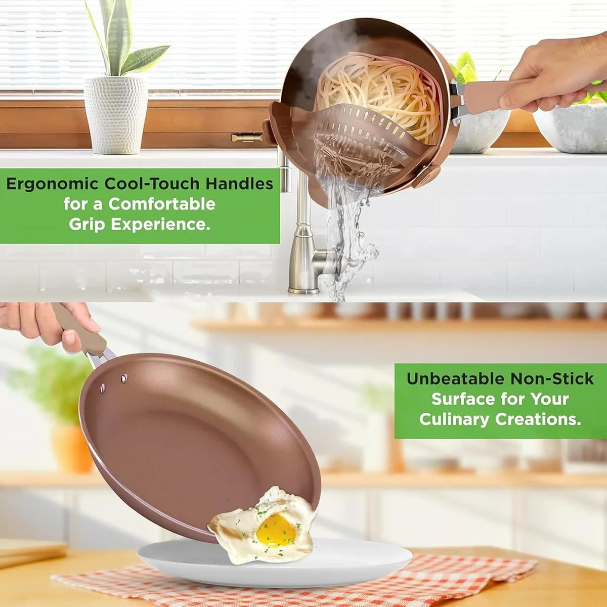Pots and Pans Set Stackable Ceramic Non Stick - Image 4