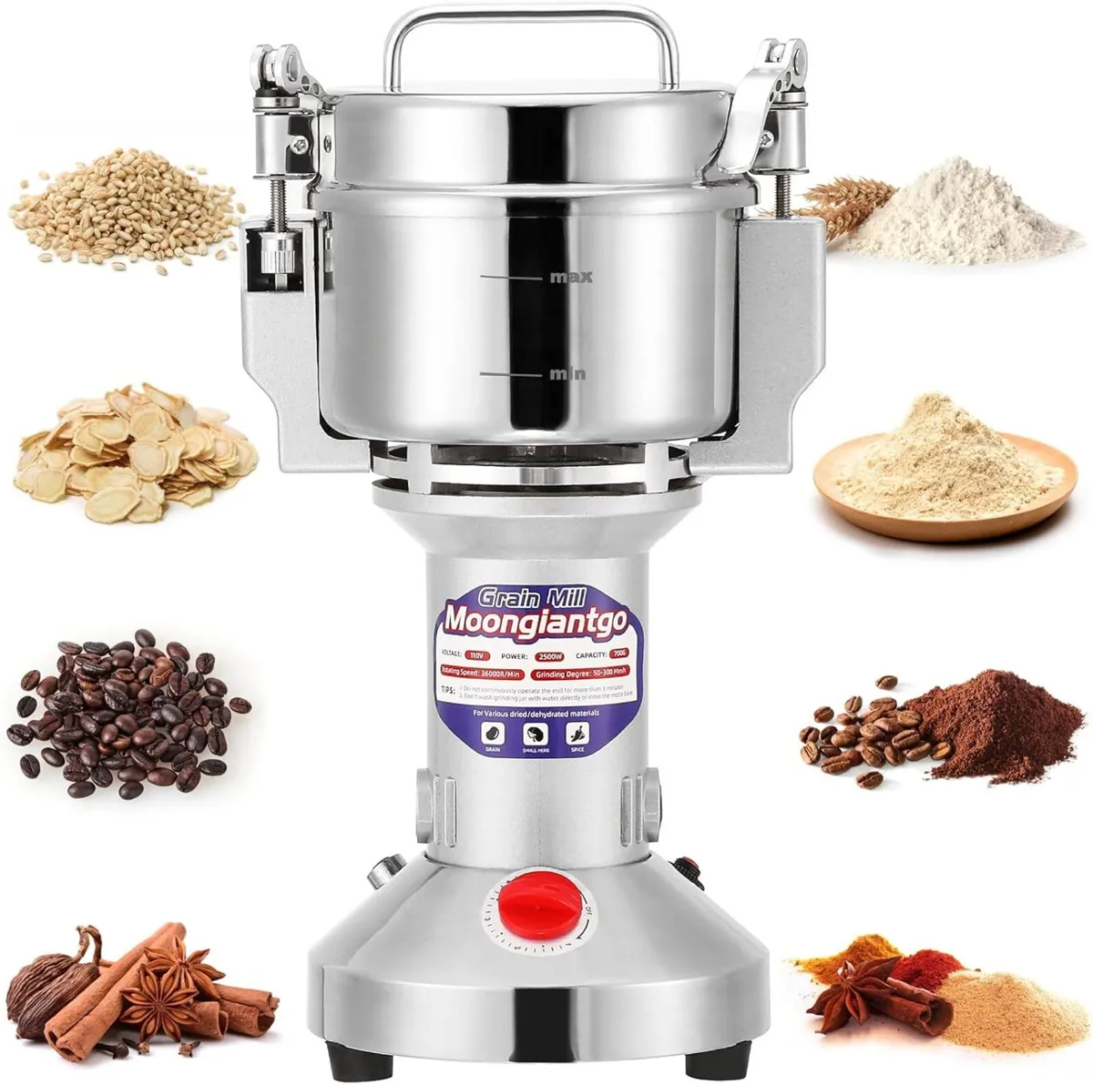 700g Electric Grain Grinder Stainless Steel 220V - Image 1