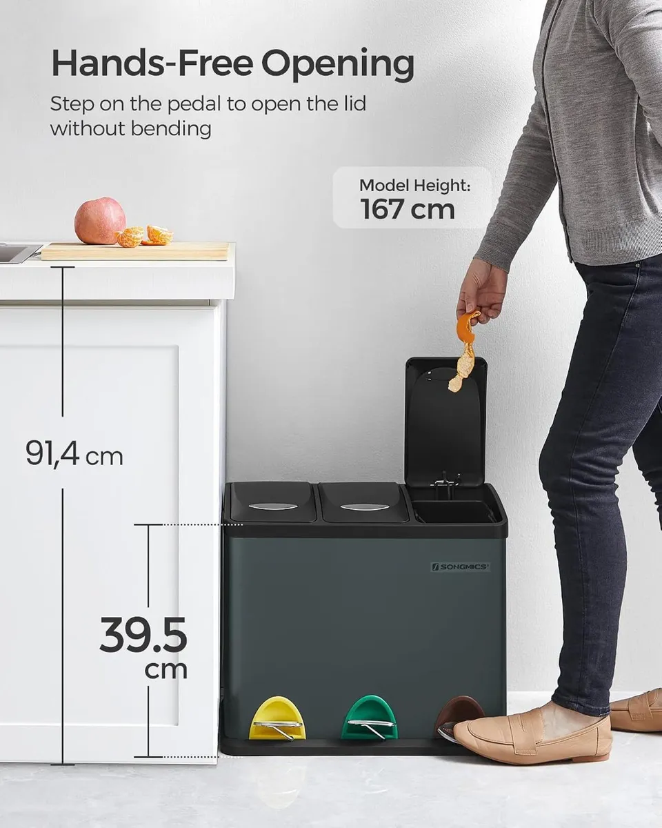 Kitchen Waste Bin 318 Litres Pedal with 3 - Image 3
