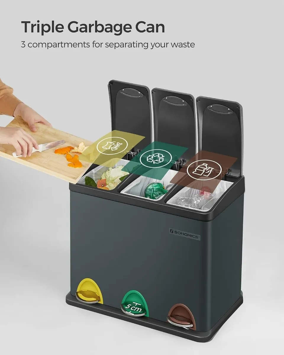 Kitchen Waste Bin 318 Litres Pedal with 3 - Image 4