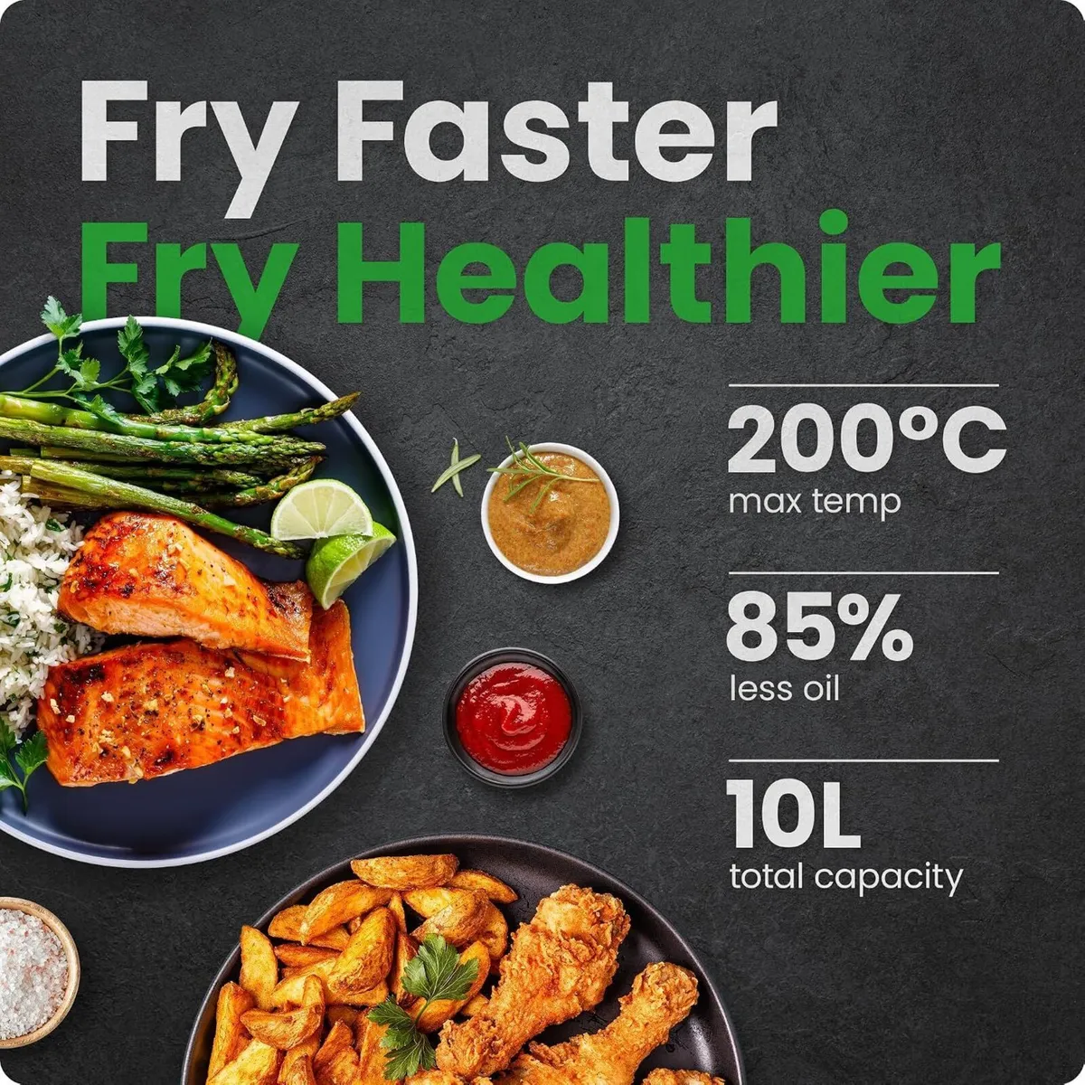 5-In-1 Air Fryer Oven with Rotisserie 10L 1800W - Image 2