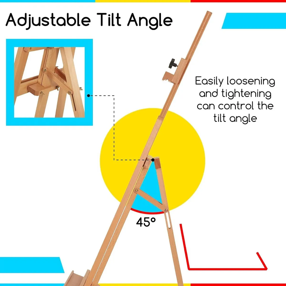 Large Basic Studio Easel: Solid Beechwood Hold - Image 4