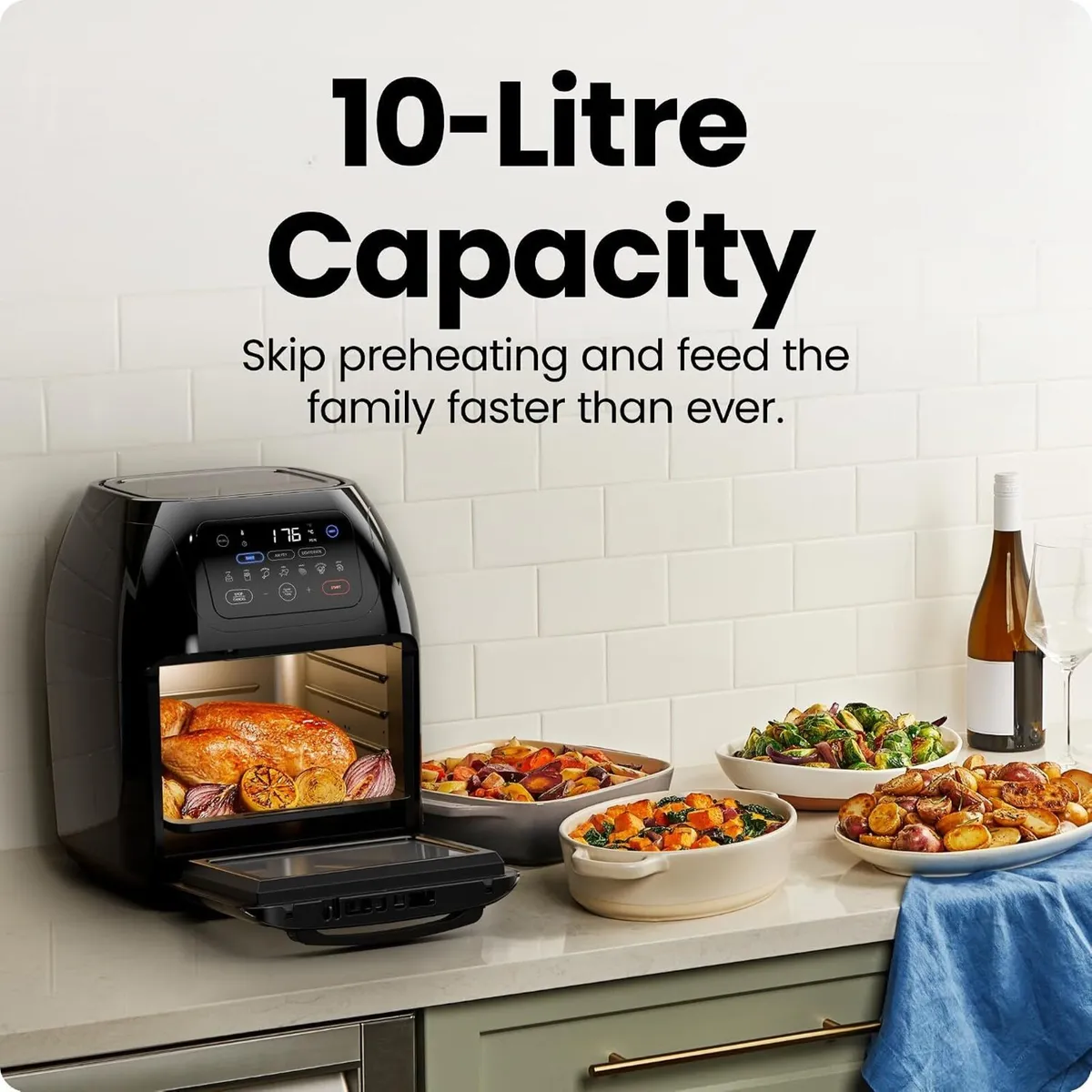 5-In-1 Air Fryer Oven with Rotisserie 10L 1800W - Image 4