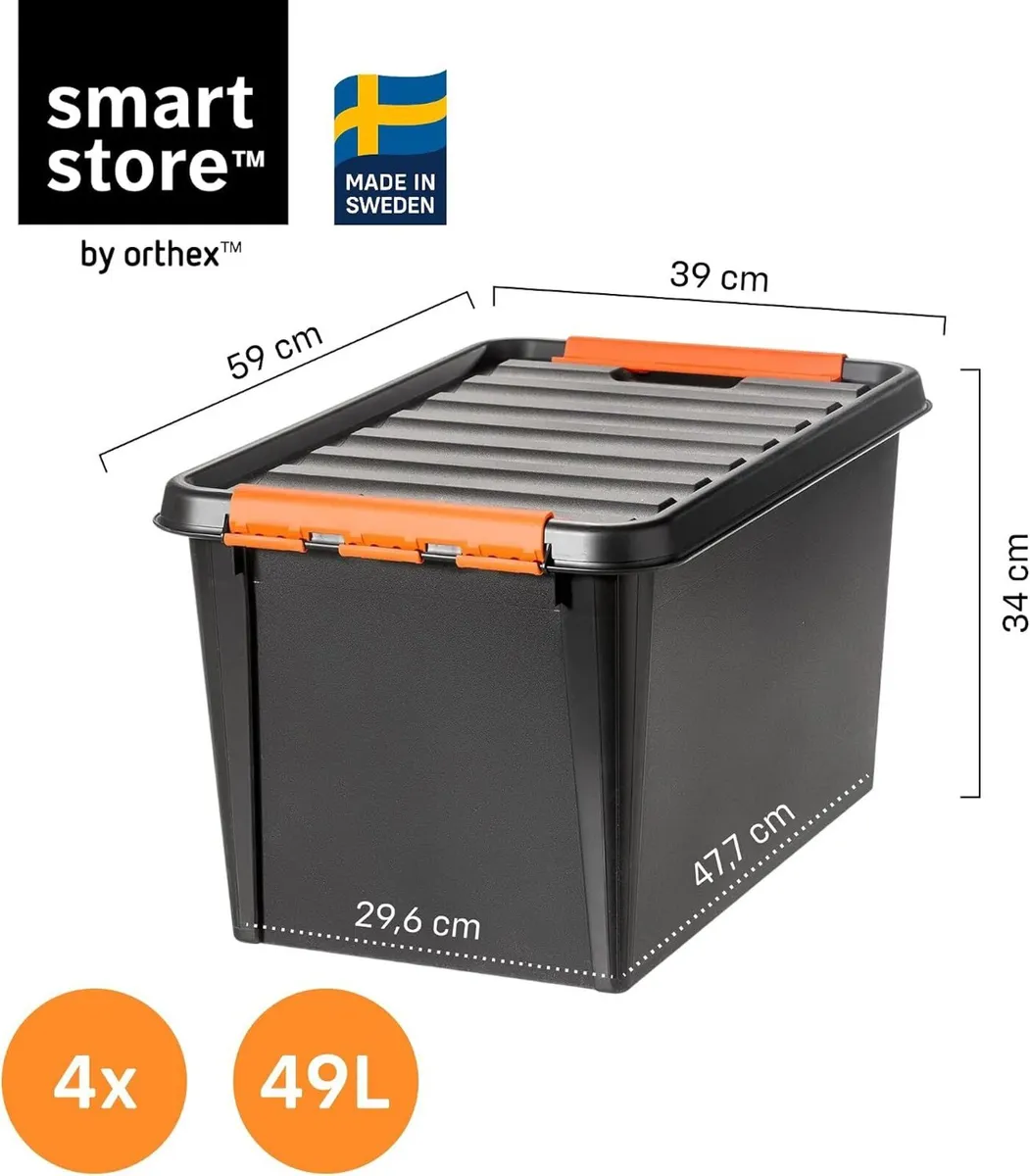 Plastic Storage Boxes with Lids 49L 4-Pack - Image 2