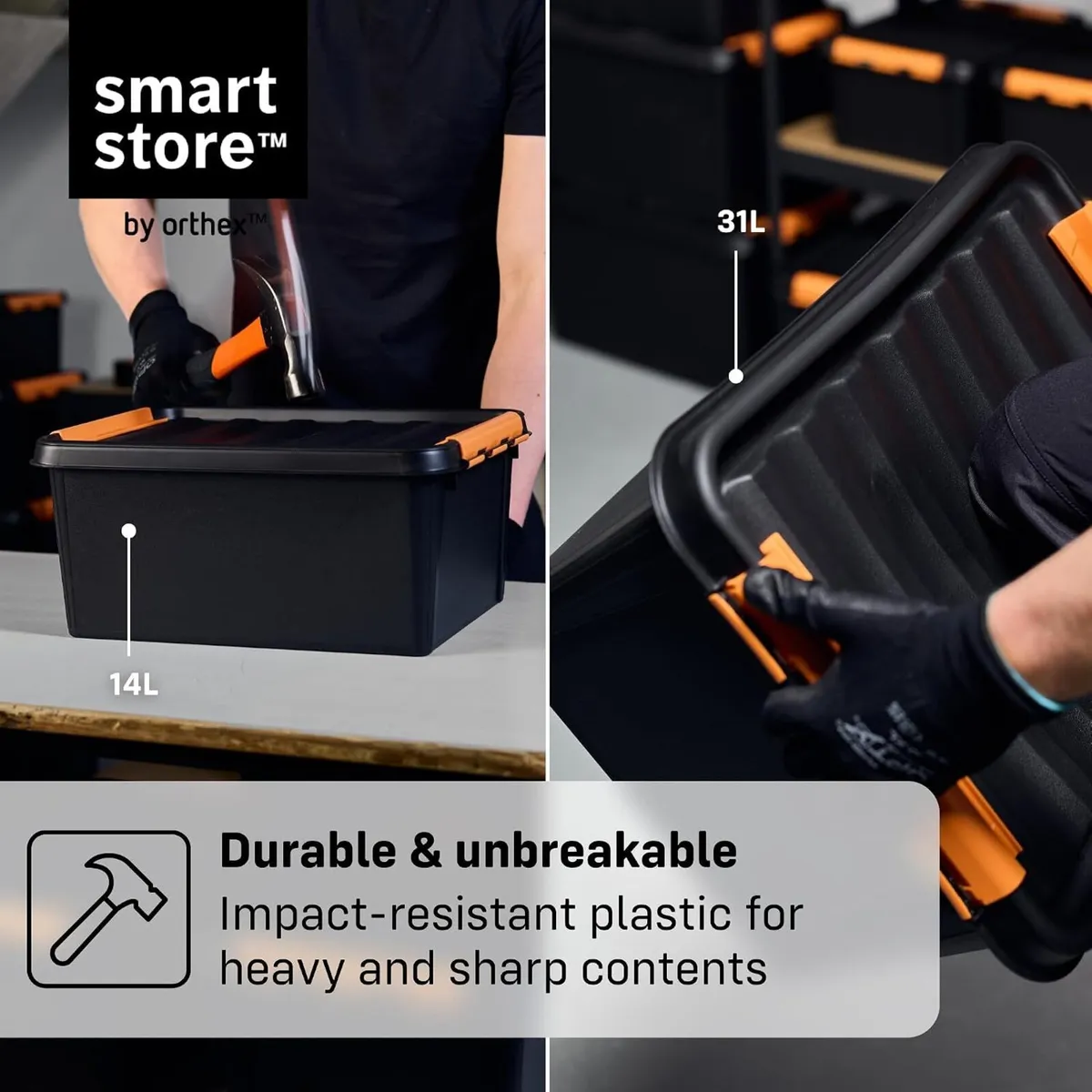 Plastic Storage Boxes with Lids 49L 4-Pack - Image 4
