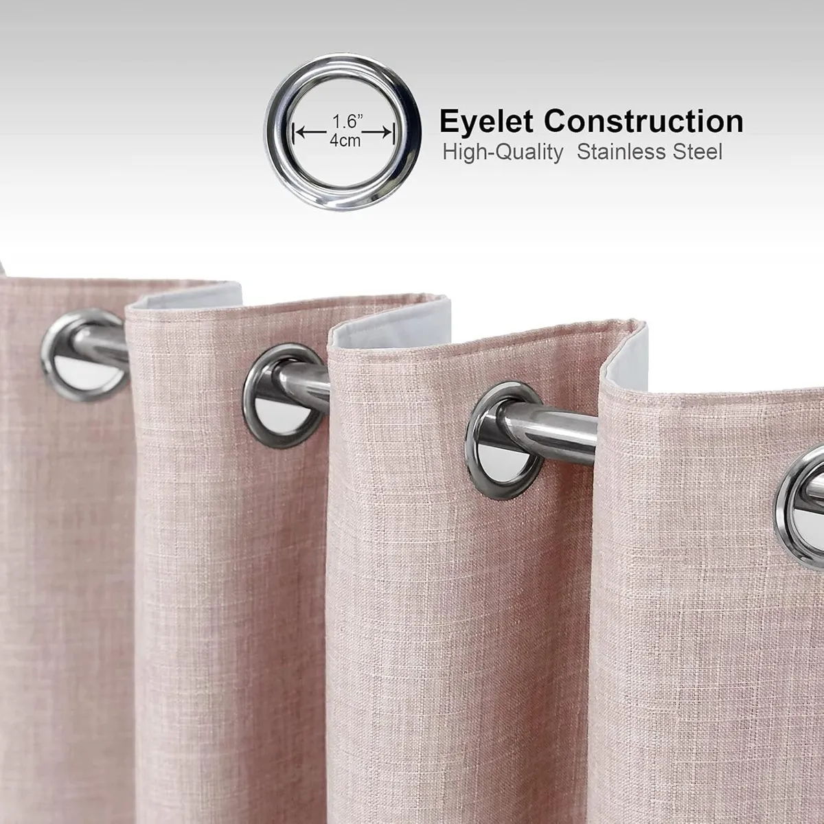 Linen Look 100% Blackout Eyelet Curtains Thermal - Image 4