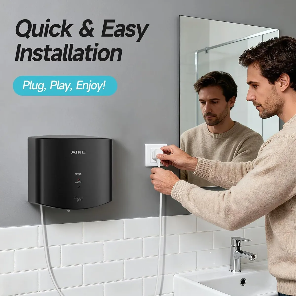 Alke Air Wiper Compact Hand Dryer for Bathrooms - Image 4