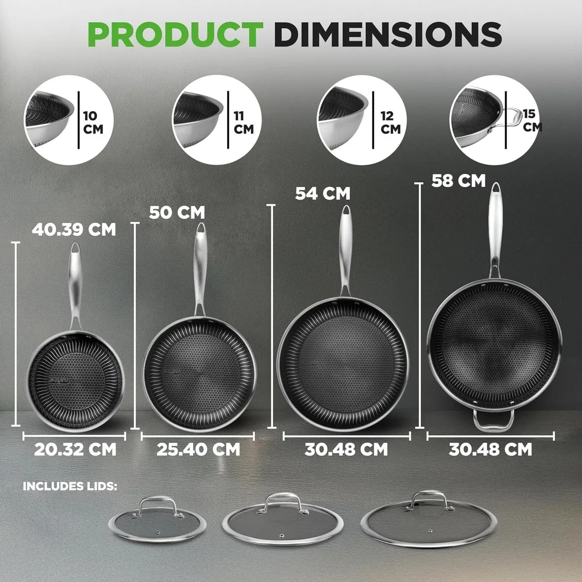 Steel Pan Set 7-Piece Frying Saucepan Non Stick - Image 2