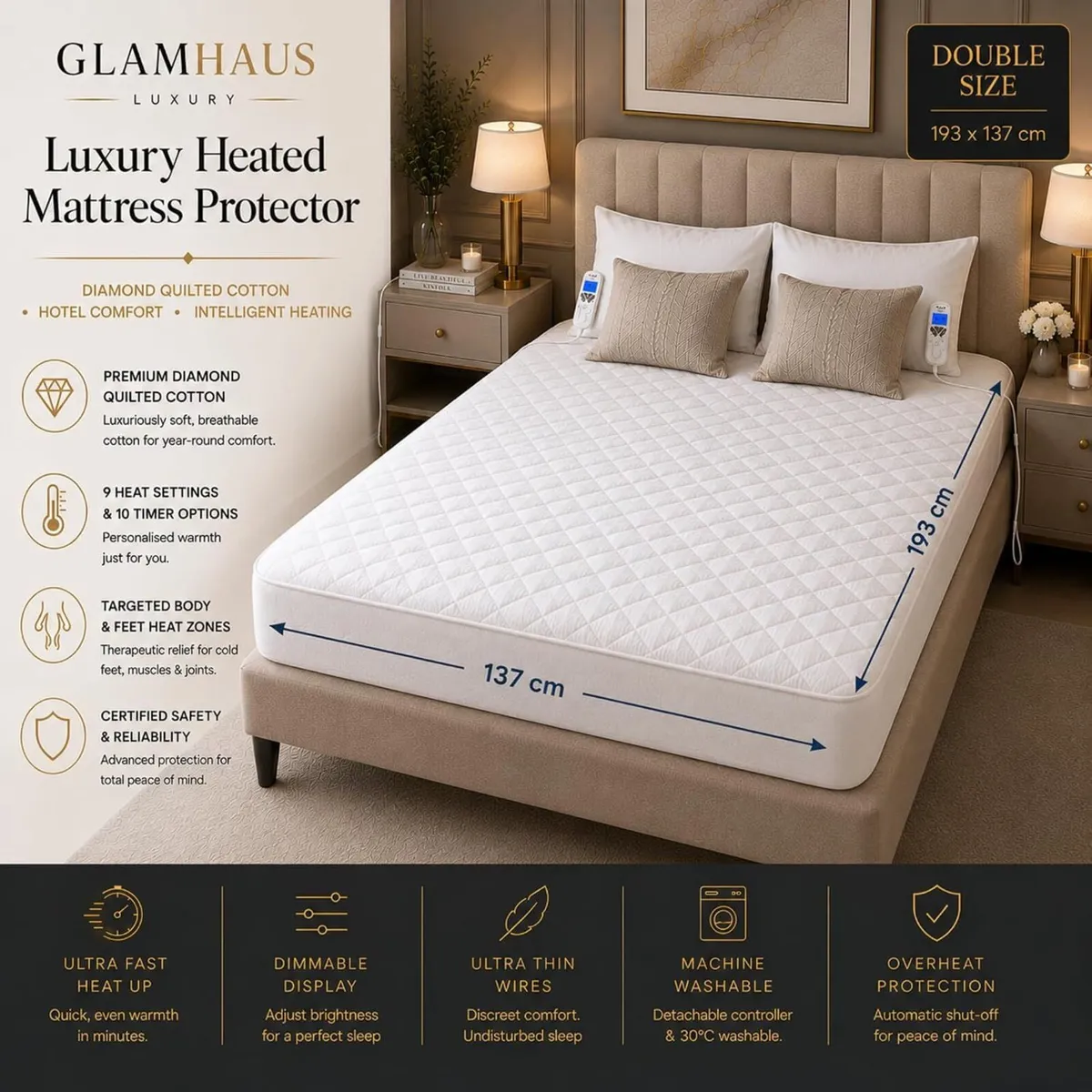 Electric Blanket Fitted Mattress Bed Cover - Image 2