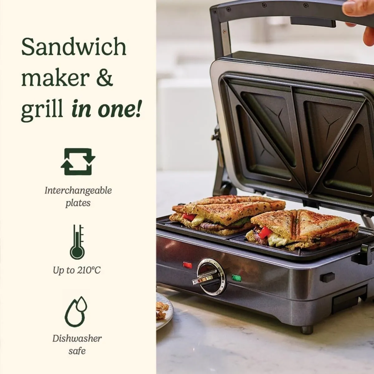Grill Sandwich Maker Toaster Panini Press - Image 2