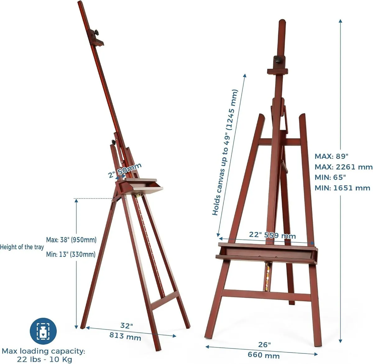 Inclinable A-Frame Easel for Painting Display - Image 2