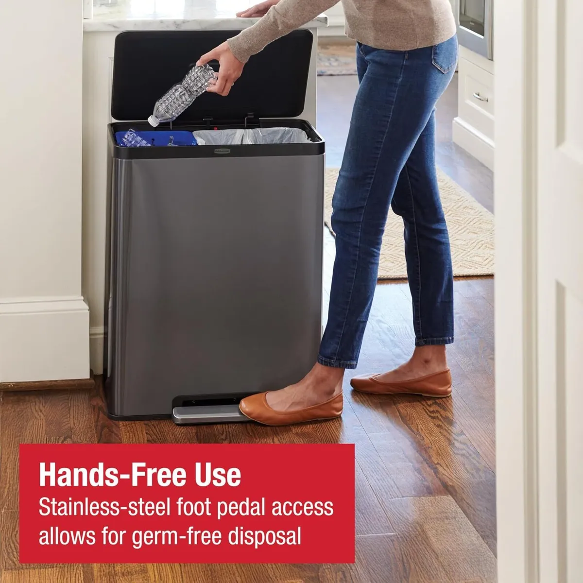 Elite Stainless Steel Metal Step-On Bin 60L - Image 3